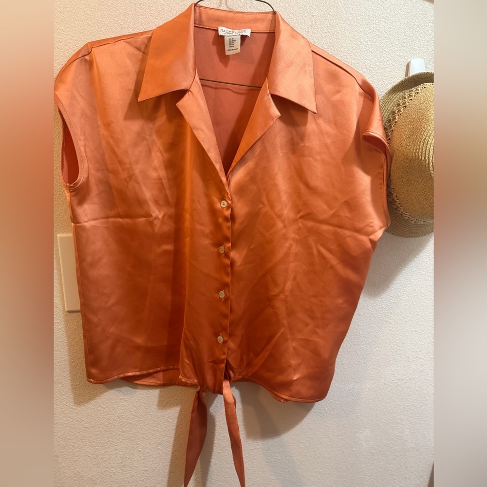 Rachel Zoe Rust Button-Down Tie-Front Shirt